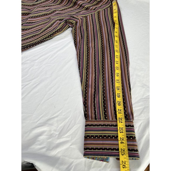 Robert Graham Men’s Vertical Stripe Paisley Embroidered Collared Shirt Large - Picture 12 of 12